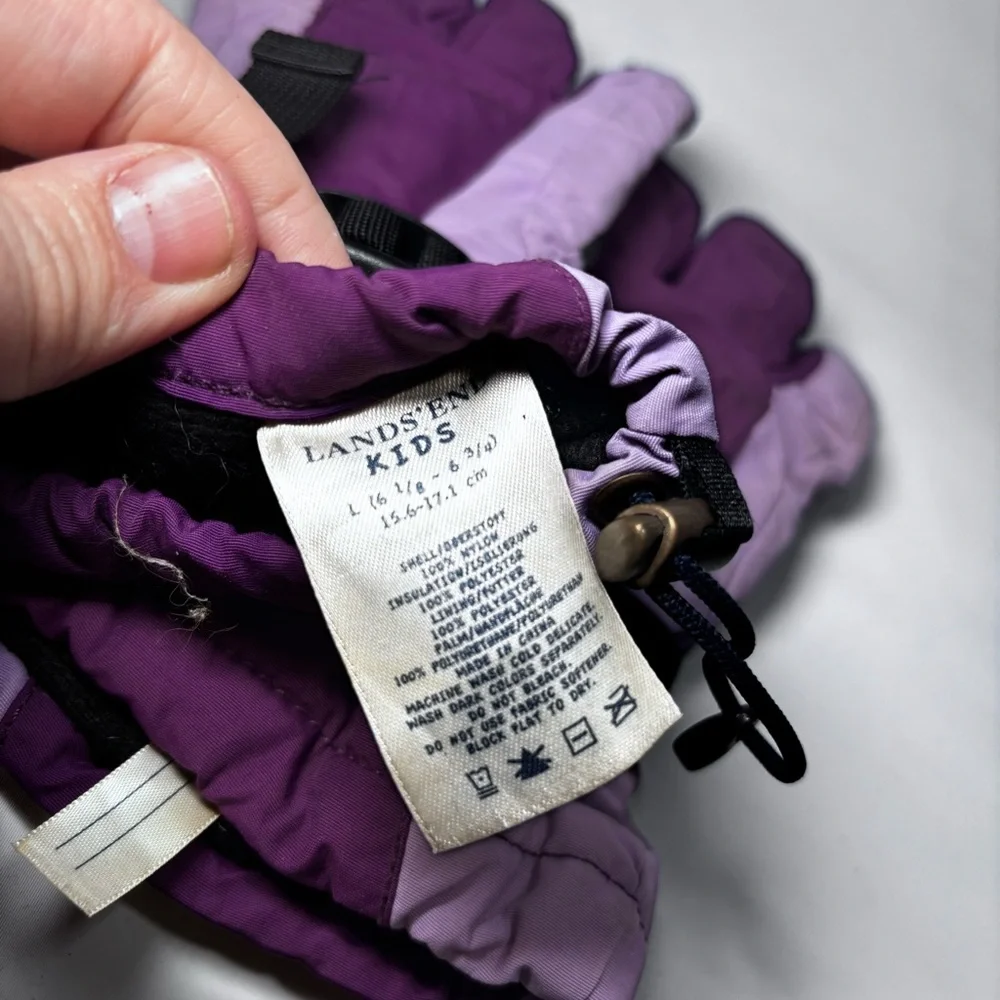 Girls Lands End Purple Lined Winter Gloves Youth LG